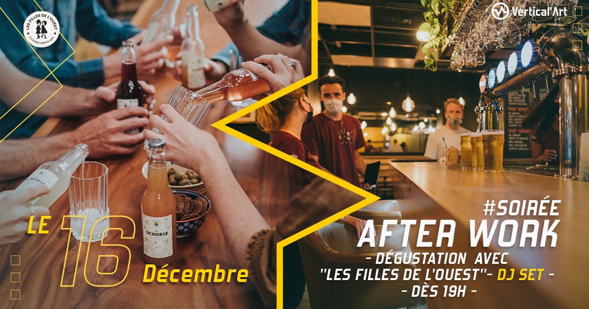 Soirée afterwork VA Pigalle x Les Filles de l'Ouest jeudi 16 décembre, dégustation de jus de fruits pétillants, happy hour et dj set