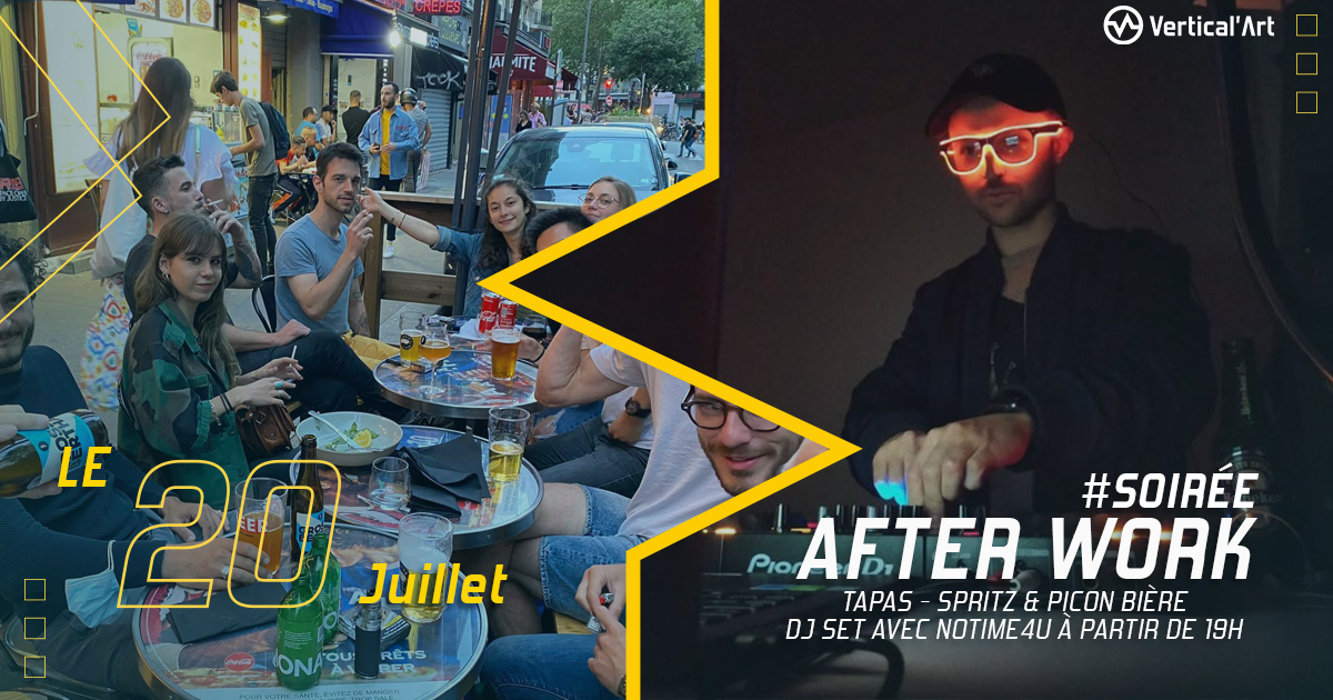 Rendez-vous mercredi 20 juillet à Vertical'Art Pigalle pour une soirée afterwork, tapas et DJ set au rythme de l'été.