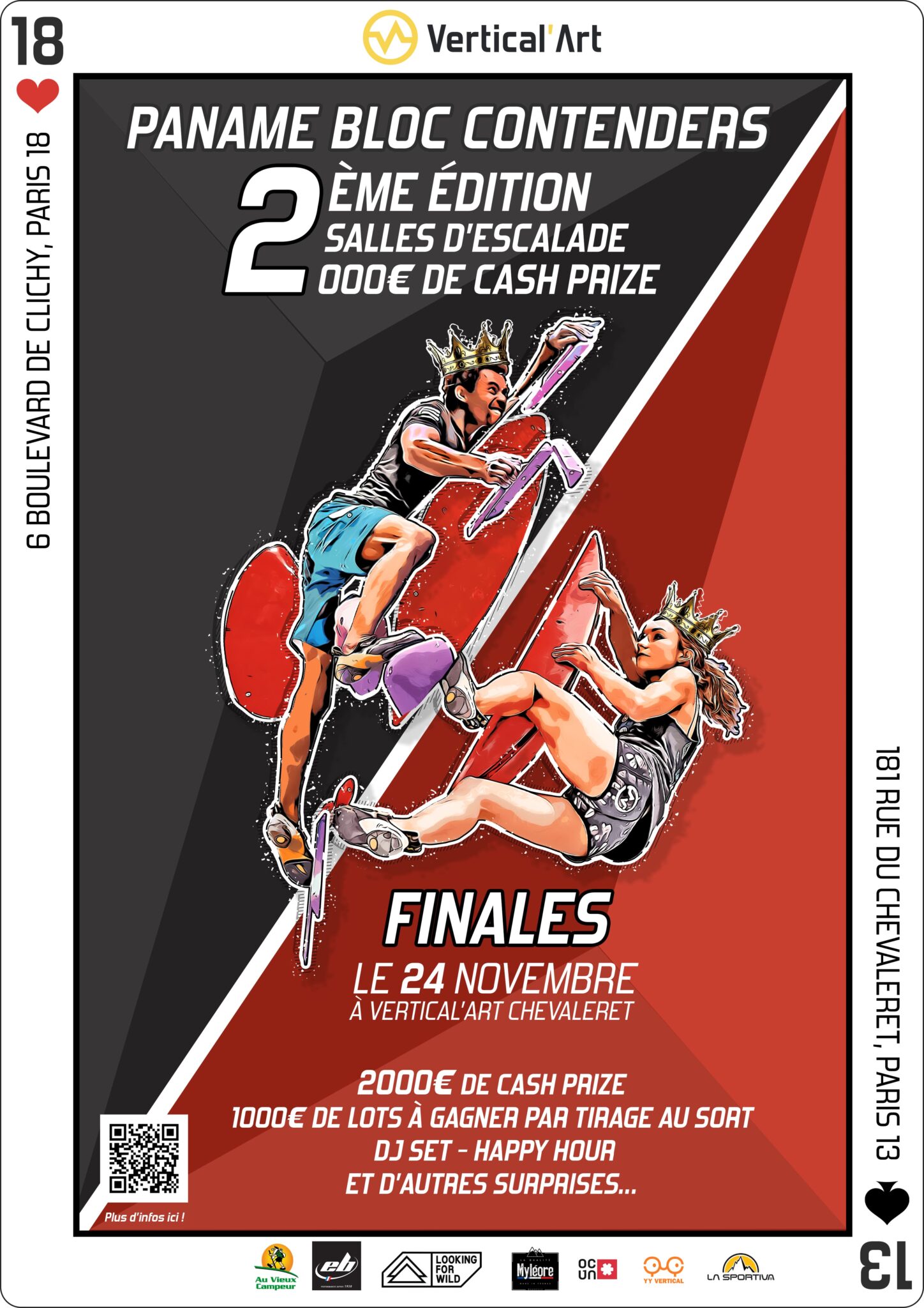 Affiche A3 Finales Paname Bloc Contenders #2 Vertical'Art Chevaleret dimanche 20 novembre