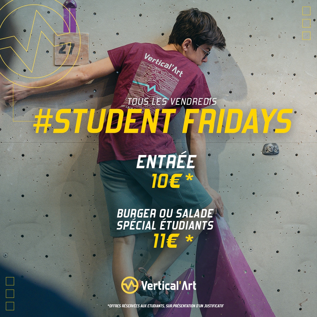 Vendredis étudiants à Vertical'Art Paris Pigalle : Entrée à 10€ et menu spécial pour les étudiants